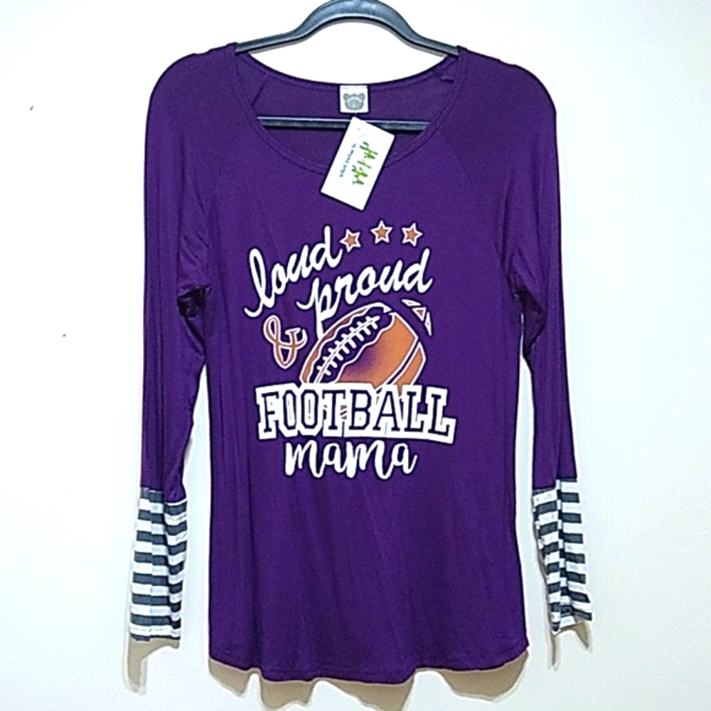 Color Bear Football Mama Long Sleeve Top